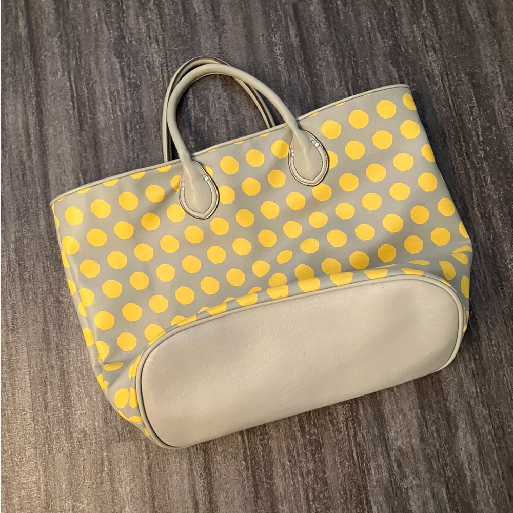 Merona yellow and grey polka dot tote bag